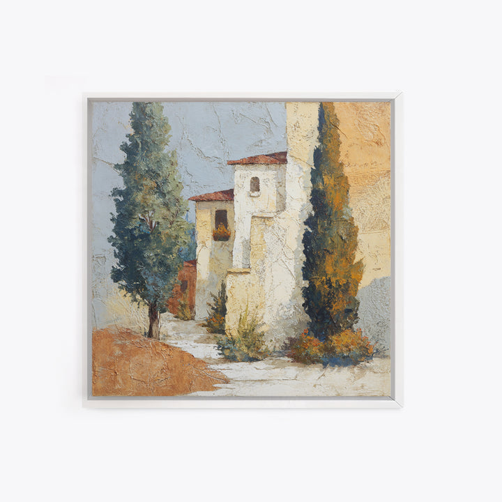 Country Lane Lined Framed Canvas Print, French Country Art, Eclectic Wall Art, Farmhouse Decor, Abstract Art, Country, FCA-1x1-71