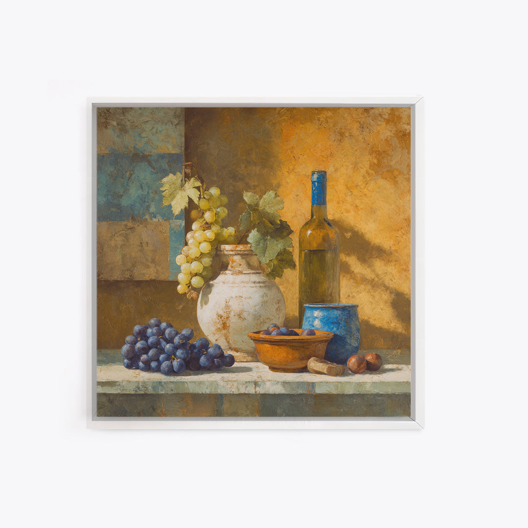Grapes and Wine Still Life Canvas Print, French Country Art, Digital Download Art, Farmhouse Decor, Fine Art, Country, FCA-1x1-81