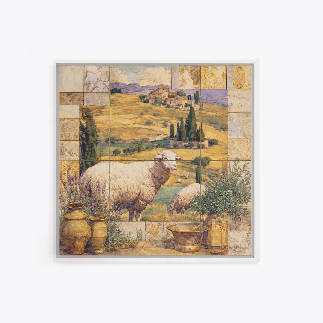 Pastoral Sheep in Rolling Countryside Canvas Print, French Country Art, Farmhouse Wall Art, Farmhouse Decor, Fine Art, Country, FCA-1x1-86