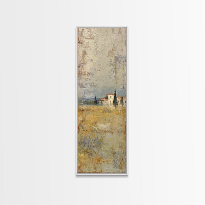 Lavender Field with Distant Stone Farmhouse Canvas Print, French Country Art, Landscape Painting, Farmhouse Decor, Country, FCA-1x3-13