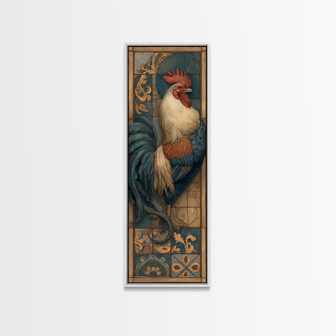 Rooster Portrait in Rustic French Palette Canvas Print, French Country Art, Botanical Prints, Farmhouse Decor, Country, FCA-1x3-14