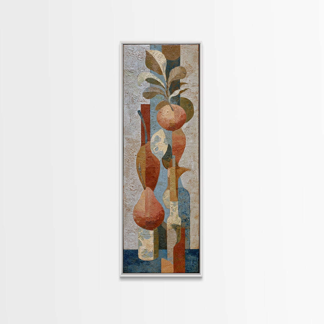 Pear Still Life on Linen Tablecloth Canvas Print, French Country Art, Landscape Painting, Farmhouse Decor, Abstract Art, FCA-1x3-16