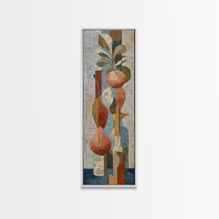 Pear Still Life on Linen Tablecloth Canvas Print, French Country Art, Landscape Painting, Farmhouse Decor, Abstract Art, FCA-1x3-16