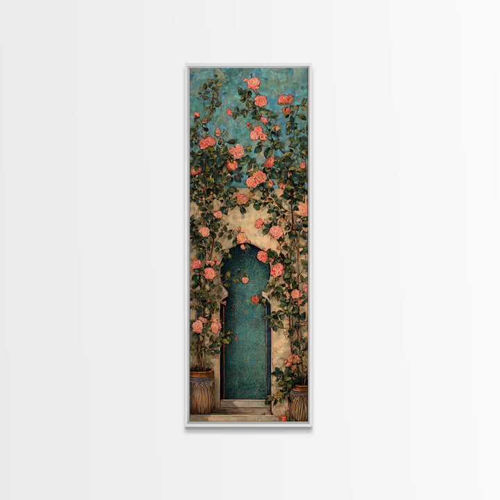 Rustic Door Covered Framed Canvas Print, French Country Art, Floral Wall Art, Farmhouse Decor, Fine Art, Country, Gallery Decor, FCA-1x3-29
