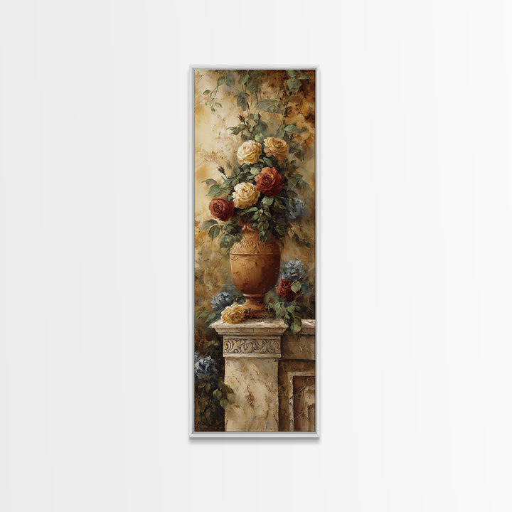 Ch Teau Garden Urn Framed Canvas Print, French Country Art, Above Bed Art, Farmhouse Decor, Fine Art, Country, FCA-1x3-31