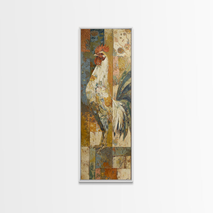 Rooster Portrait in Rustic French Palette Canvas Print, French Country Art, Botanical Prints, Farmhouse Decor, Country, FCA-1x3-38