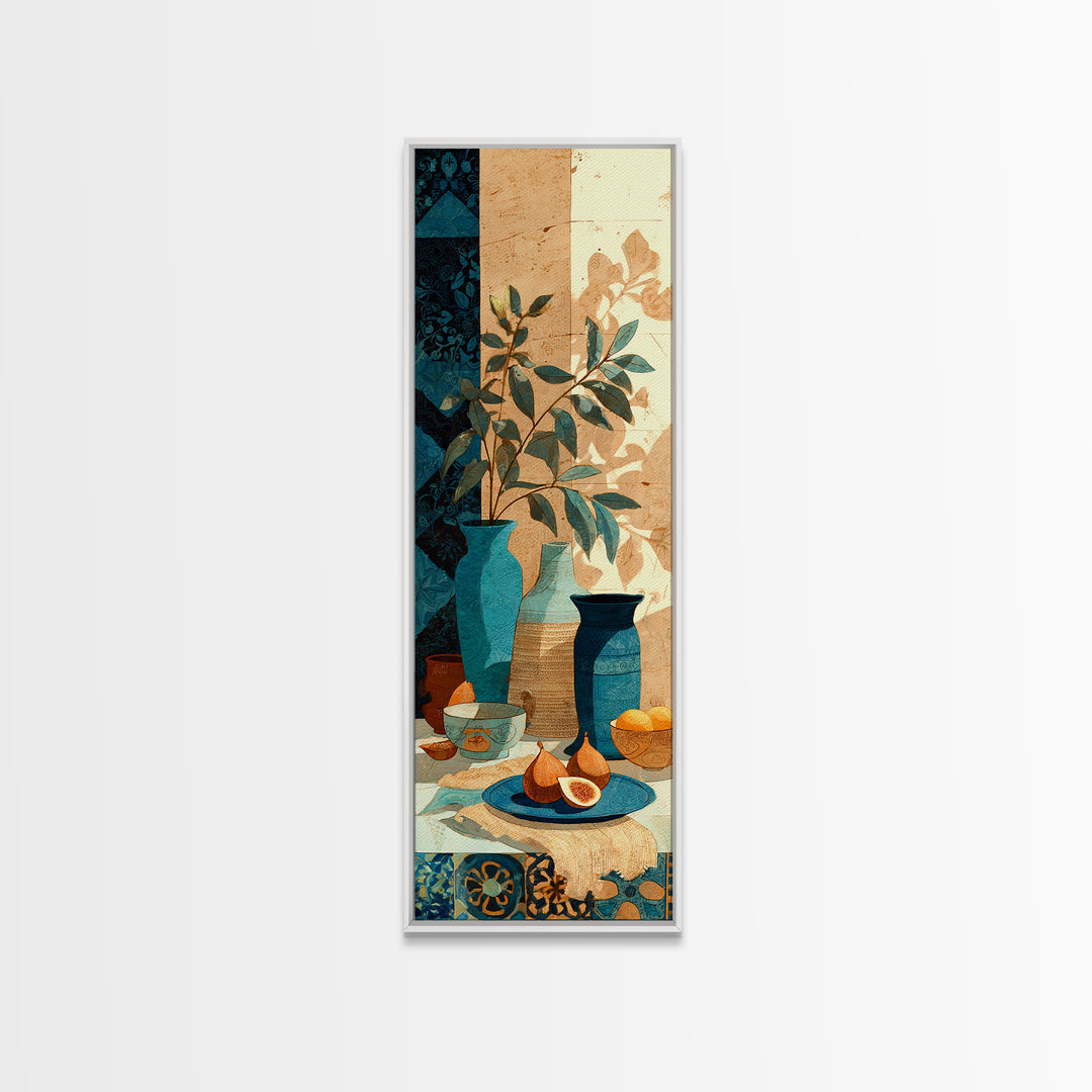 Figs on Ceramic Plate Framed Canvas Print, French Country Art, Digital Art Prints, Farmhouse Decor, Fine Art, Country, FCA-1x3-4