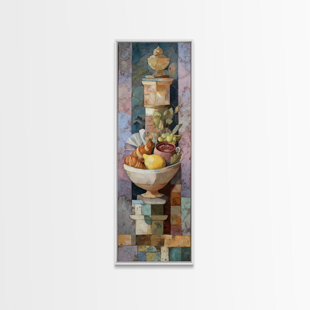Caf Au Lait Bowl Framed Canvas Print, French Country Art, Digital Art Prints, Farmhouse Decor, Fine Art, Country, Home Decor, FCA-1x3-46