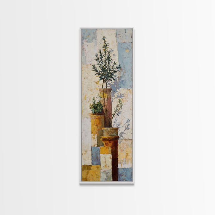 Terra Cotta Pots Framed Canvas Print, French Country Art, Neutral Decor, Farmhouse Decor, Fine Art, Country, Wall Art, FCA-1x3-47