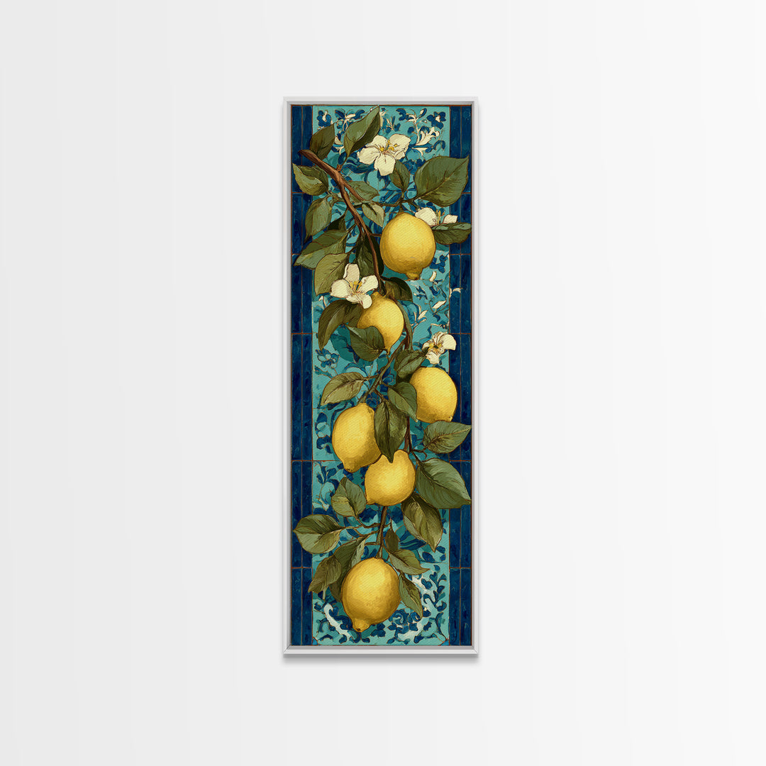 Aged Botanical Plate of Lemons and Leaves Canvas Print, French Country Art, Digital Download Art, Farmhouse Decor, Country, FCA-1x3-48