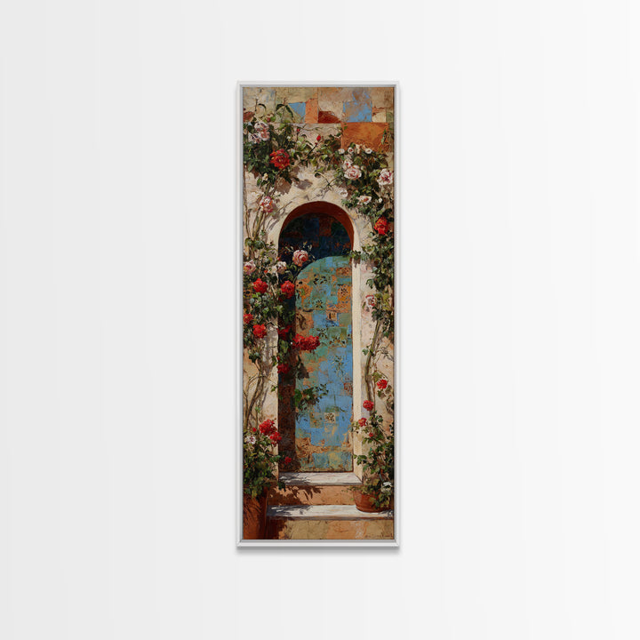 Rustic Door Covered Framed Canvas Print, French Country Art, Floral Wall Art, Farmhouse Decor, Fine Art, Country, Gallery Decor, FCA-1x3-53