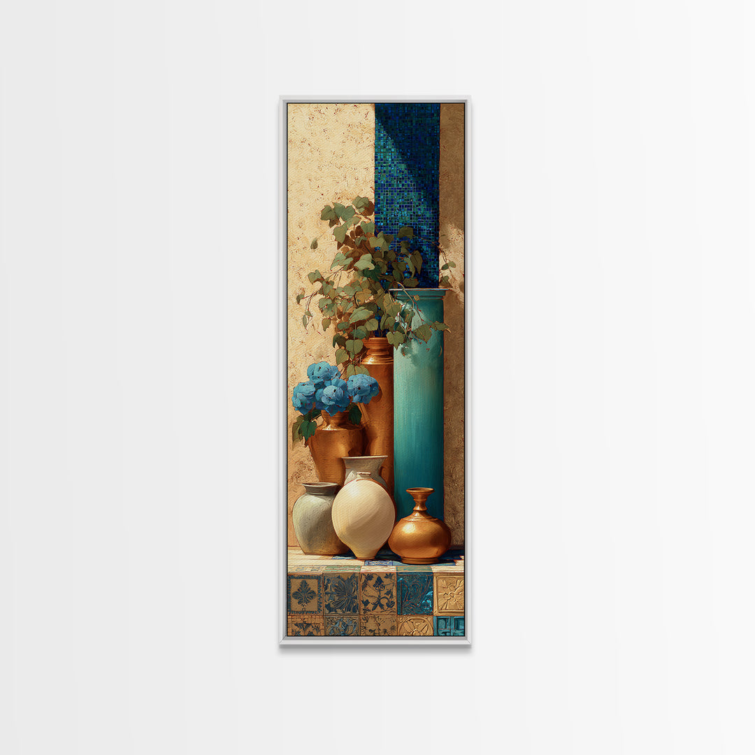 Antique Copper Pot and Flowers Still Life Canvas Print, French Country Art, Gallery Decor, Farmhouse Decor, Fine Art, Country, FCA-1x3-60