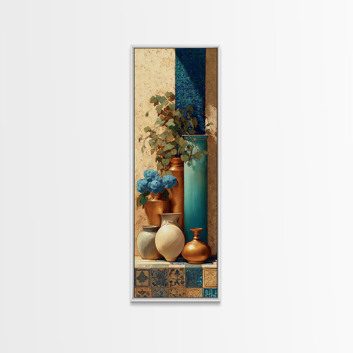 Antique Copper Pot and Flowers Still Life Canvas Print, French Country Art, Gallery Decor, Farmhouse Decor, Fine Art, Country, FCA-1x3-60