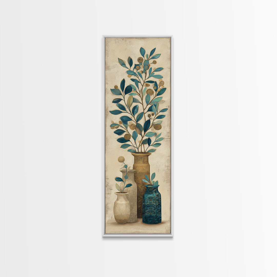 Olive Branch Wreath on Cream Ground Canvas Print, French Country Art, Landscape Painting, Farmhouse Decor, Fine Art, Country, FCA-1x3-82