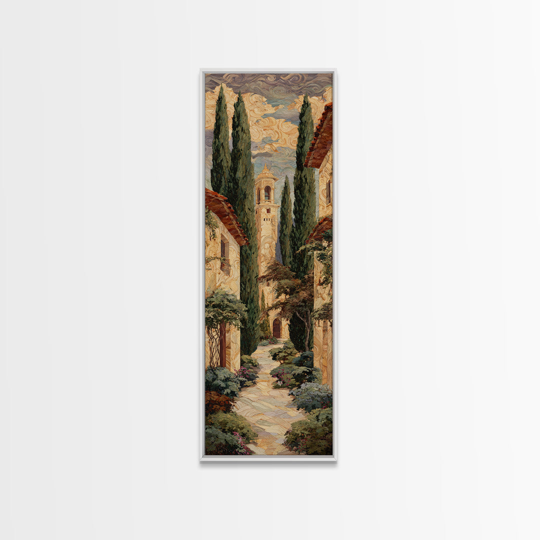 Country Lane Lined Framed Canvas Print, French Country Art, Textured Painting, Farmhouse Decor, Abstract Art, Country, FCA-1x3-83