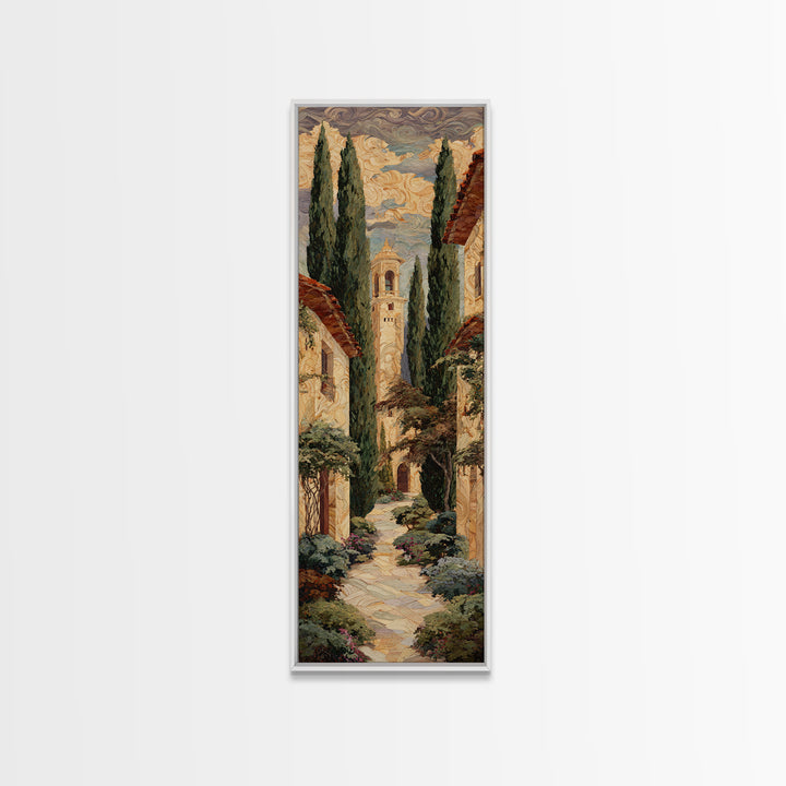 Country Lane Lined Framed Canvas Print, French Country Art, Textured Painting, Farmhouse Decor, Abstract Art, Country, FCA-1x3-83