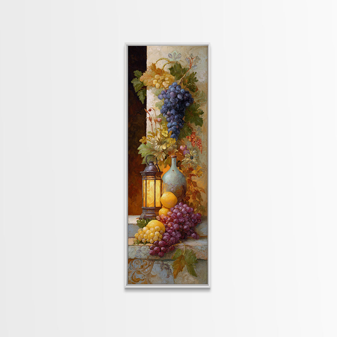 Grapes and Wine Still Life Canvas Print, French Country Art, Digital Download Art, Farmhouse Decor, Fine Art, Country, FCA-1x3-93