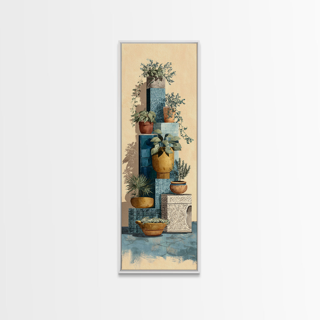 Terra Cotta Pots Canvas Print, French Country Art, Original Painting, Farmhouse Decor, Fine Art, Country, Coastal Wall Art, FCA-1x3-95