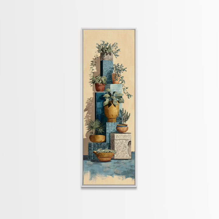 Terra Cotta Pots Canvas Print, French Country Art, Original Painting, Farmhouse Decor, Fine Art, Country, Coastal Wall Art, FCA-1x3-95