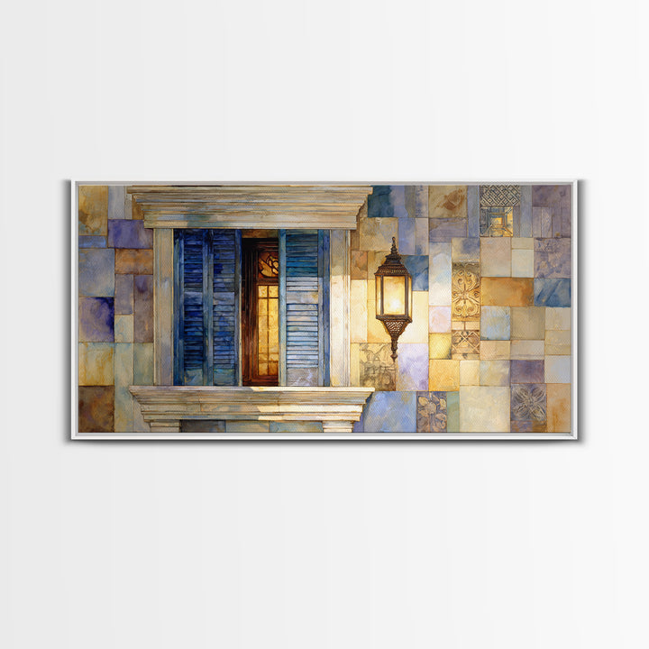 Weathered Window with Blue Shutters Canvas Print, French Country Art, Gallery Decor, Farmhouse Decor, Fine Art, Country, FCA-2x1-17