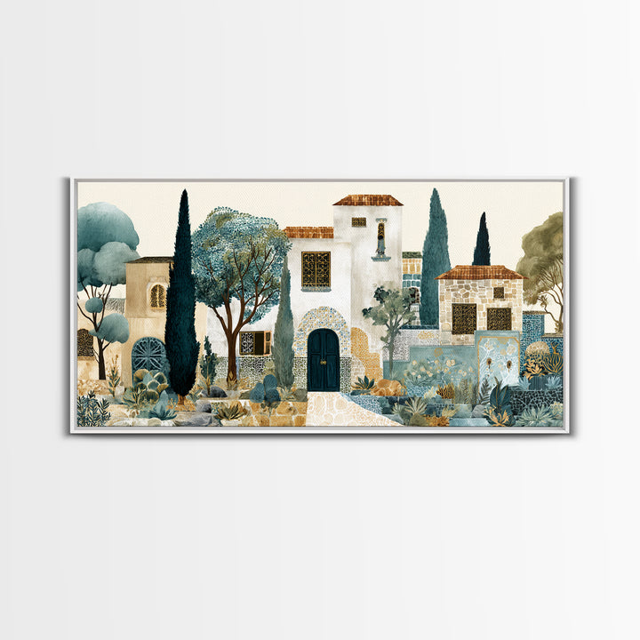 Country Lane Lined Framed Canvas Print, French Country Art, Eclectic Wall Art, Farmhouse Decor, Abstract Art, Country, FCA-2x1-19