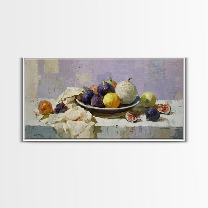 Figs on Ceramic Plate Canvas Print, French Country Art, Minimalist Decor, Farmhouse Decor, Abstract Art, Country, FCA-2x1-36