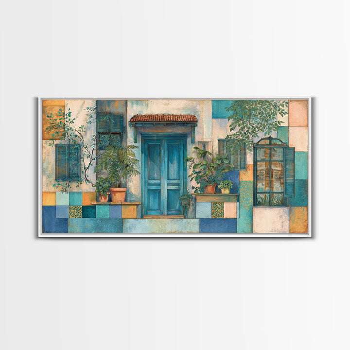 Weathered Window with Blue Shutters Canvas Print, French Country Art, Gallery Decor, Farmhouse Decor, Fine Art, Country, FCA-2x1-41