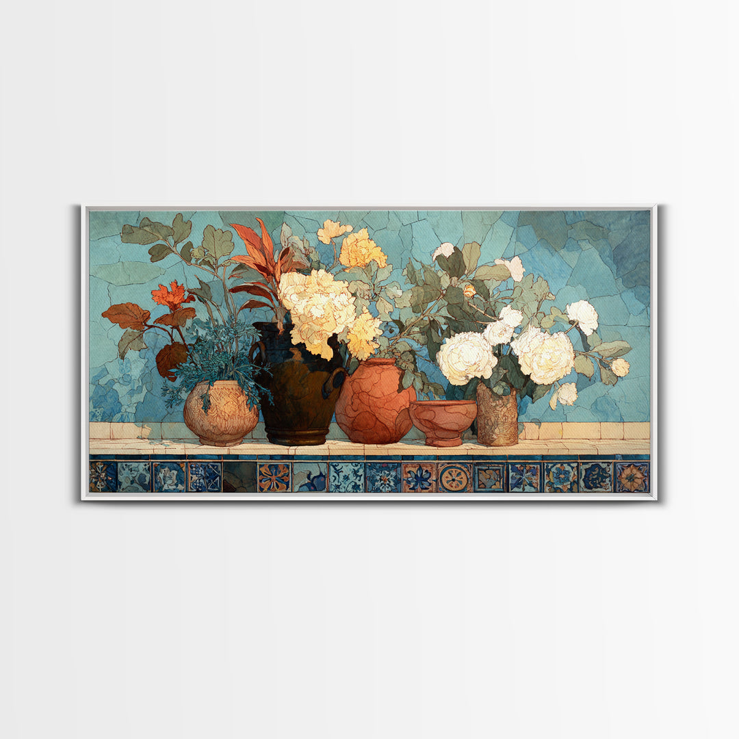 Antique Copper Pot and Flowers Still Life Canvas Print, French Country Art, Art Print, Farmhouse Decor, Fine Art, Country, FCA-2x1-44