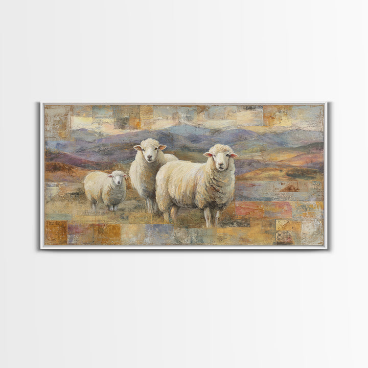 Pastoral Sheep in Rolling Countryside Canvas Print, French Country Art, Statement Artwork, Farmhouse Decor, Fine Art, Country, FCA-2x1-58