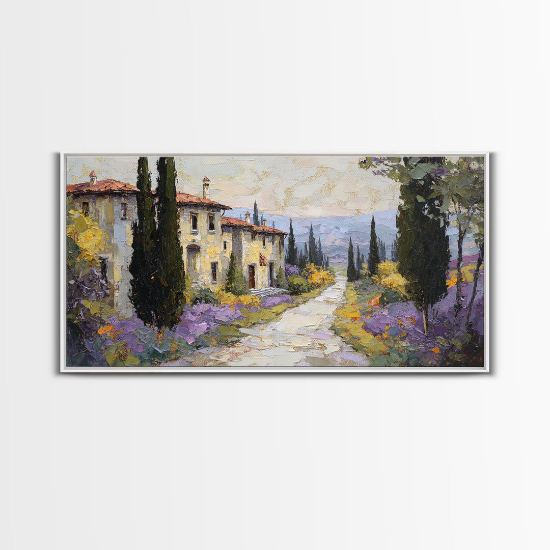 Country Lane Lined Framed Canvas Print, French Country Art, Eclectic Wall Art, Farmhouse Decor, Fine Art, Country, Modern Decor, FCA-2x1-67