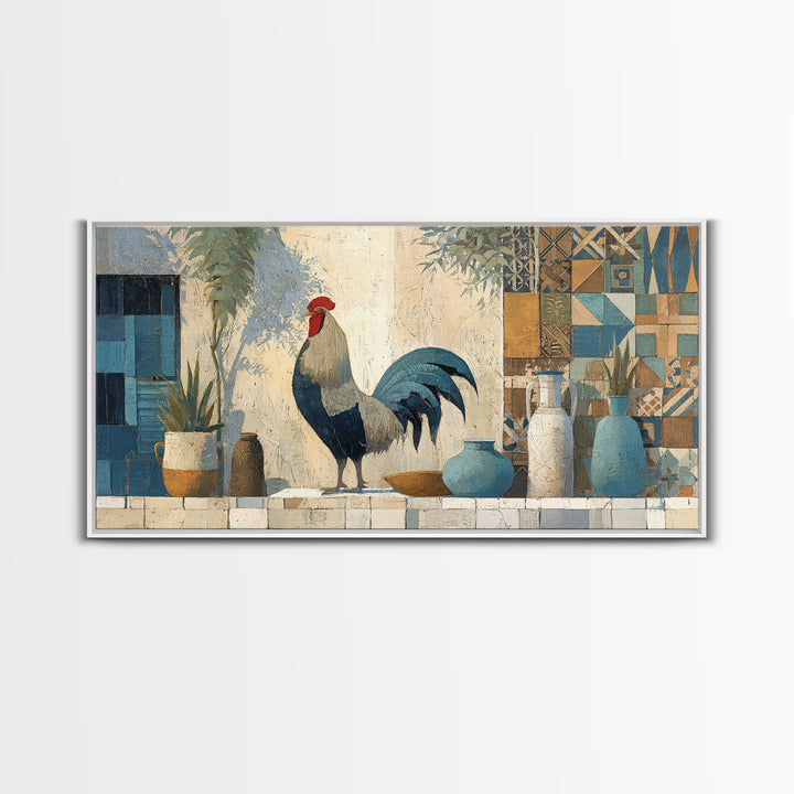 Rooster Portrait in Rustic French Palette Canvas Print, French Country Art, Luxury Decor, Farmhouse Decor, Fine Art, Country, FCA-2x1-70