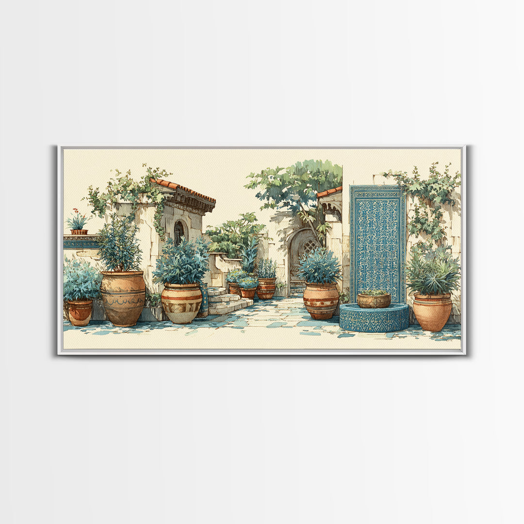 Terra Cotta Pots Framed Canvas Print, French Country Art, Floral Wall Art, Farmhouse Decor, Fine Art, Country, Gallery Decor, FCA-2x1-79