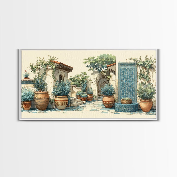 Terra Cotta Pots Framed Canvas Print, French Country Art, Floral Wall Art, Farmhouse Decor, Fine Art, Country, Gallery Decor, FCA-2x1-79