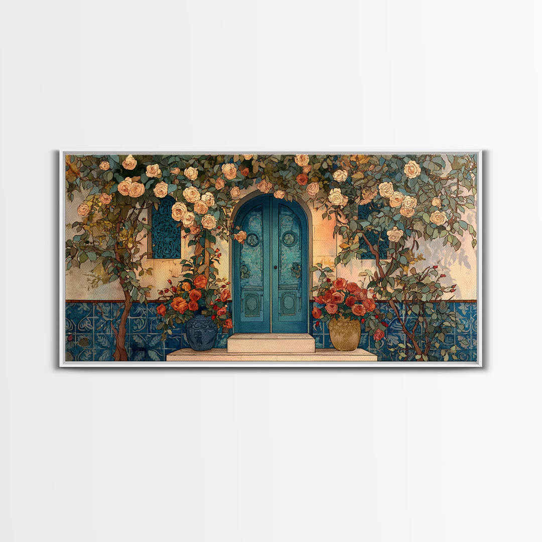 Rustic Door Covered Framed Canvas Print, French Country Art, Textured Painting, Farmhouse Decor, Country, Home Decor Gift, FCA-2x1-85