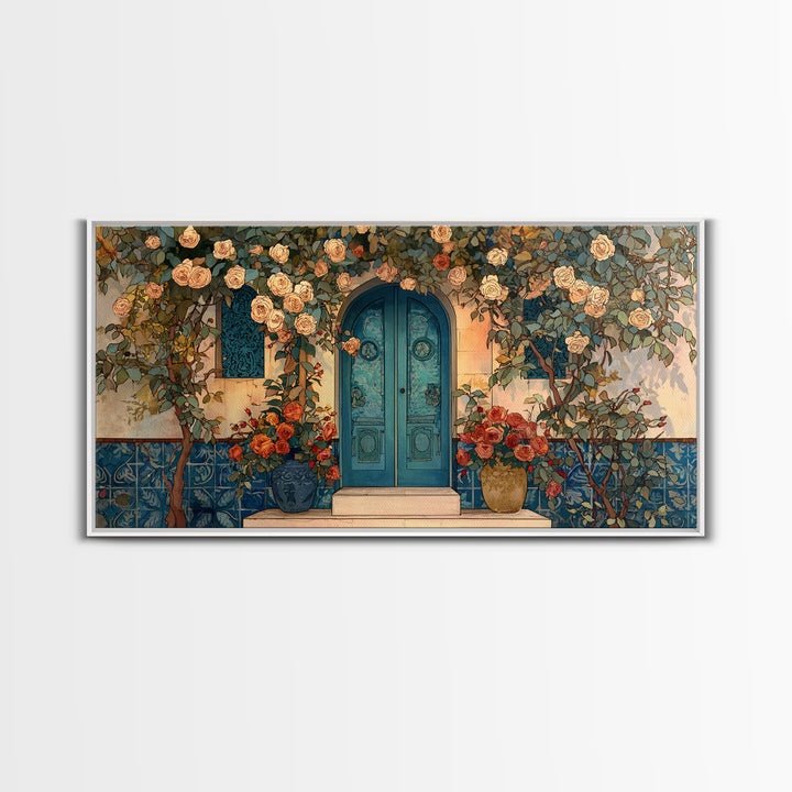 Rustic Door Covered Framed Canvas Print, French Country Art, Textured Painting, Farmhouse Decor, Country, Home Decor Gift, FCA-2x1-85