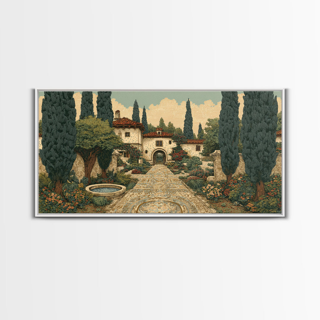 Country Lane Lined Framed Canvas Print, French Country Art, Contemporary Art, Farmhouse Decor, Abstract Art, Country, FCA-2x1-91