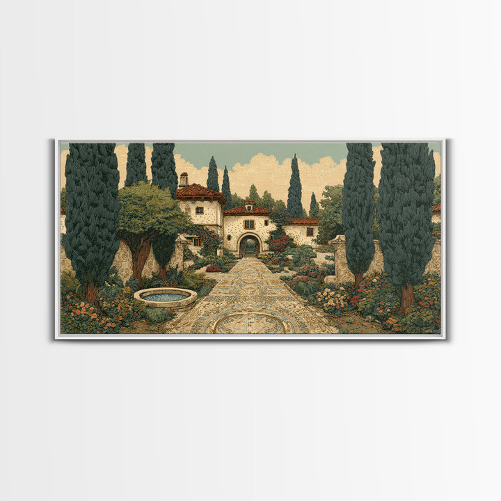 Country Lane Lined Framed Canvas Print, French Country Art, Contemporary Art, Farmhouse Decor, Abstract Art, Country, FCA-2x1-91