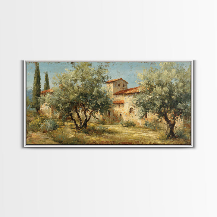 Sunlit Provence Olive Grove Framed Canvas Print, French Country Art, Contemporary Art, Farmhouse Decor, Fine Art, Country, FCA-2x1-97
