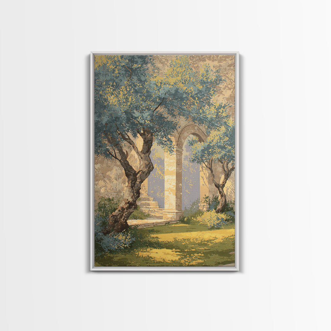 Sunlit Provence Olive Grove Framed Canvas Print, French Country Art, Neutral Decor, Farmhouse Decor, Fine Art, Country, FCA-2x3-37