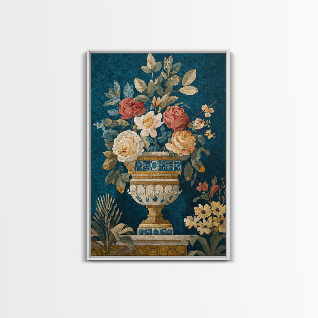 Ch Teau Garden Urn Framed Canvas Print, French Country Art, Digital Art Prints, Farmhouse Decor, Fine Art, Country, Home Decor, FCA-2x3-51
