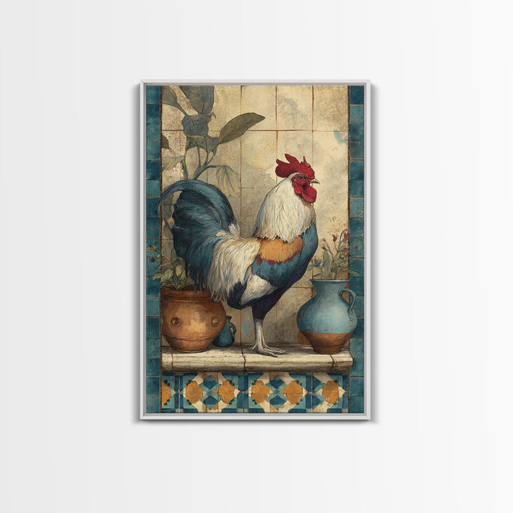 Rooster Portrait in Rustic French Palette Canvas Print, French Country Art, Luxury Decor, Farmhouse Decor, Fine Art, Country, FCA-2x3-58
