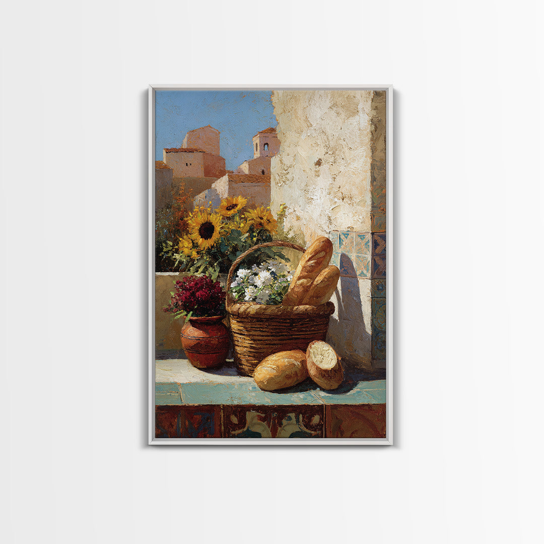 French Market Basket Framed Canvas Print, French Country Art, Downloadable Art, Farmhouse Decor, Country, Luxury Decor, FCA-2x3-63