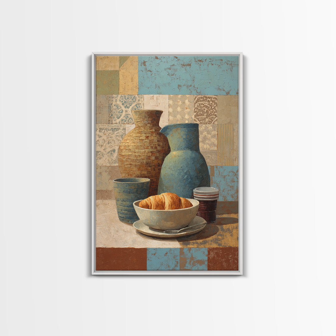 Caf Au Lait Bowl Canvas Print, French Country Art, Fine Art Print, Farmhouse Decor, Oil Painting, Country, Digital Prints, FCA-2x3-66