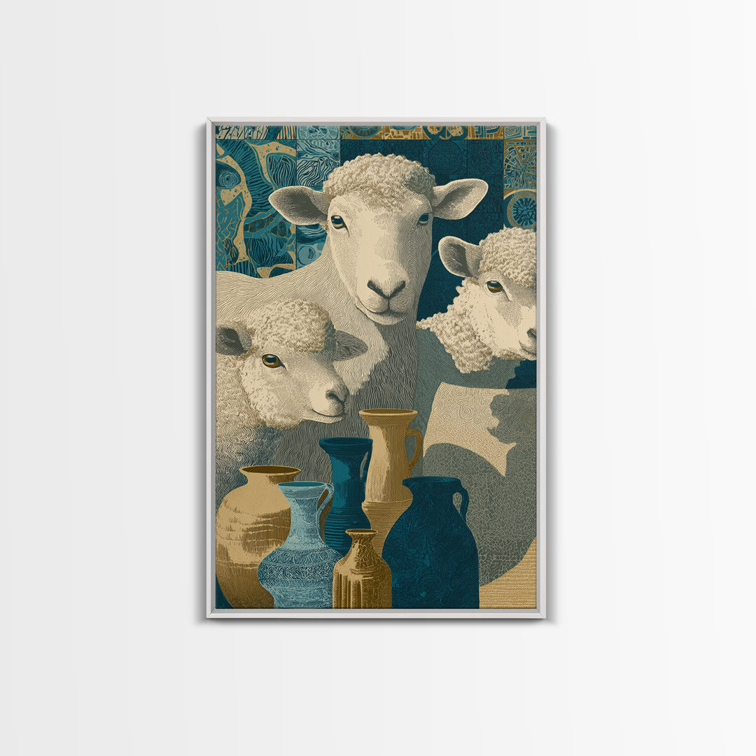 Pastoral Sheep in Rolling Countryside Canvas Print, French Country Art, Statement Artwork, Farmhouse Decor, Fine Art, Country, FCA-2x3-70