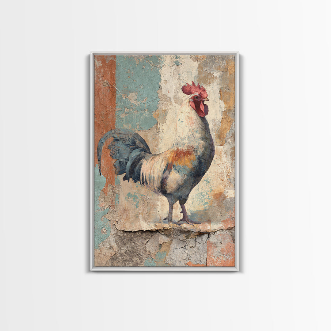 Rooster Portrait in Rustic French Palette Canvas Print, French Country Art, Luxury Decor, Farmhouse Decor, Fine Art, Country, FCA-2x3-82