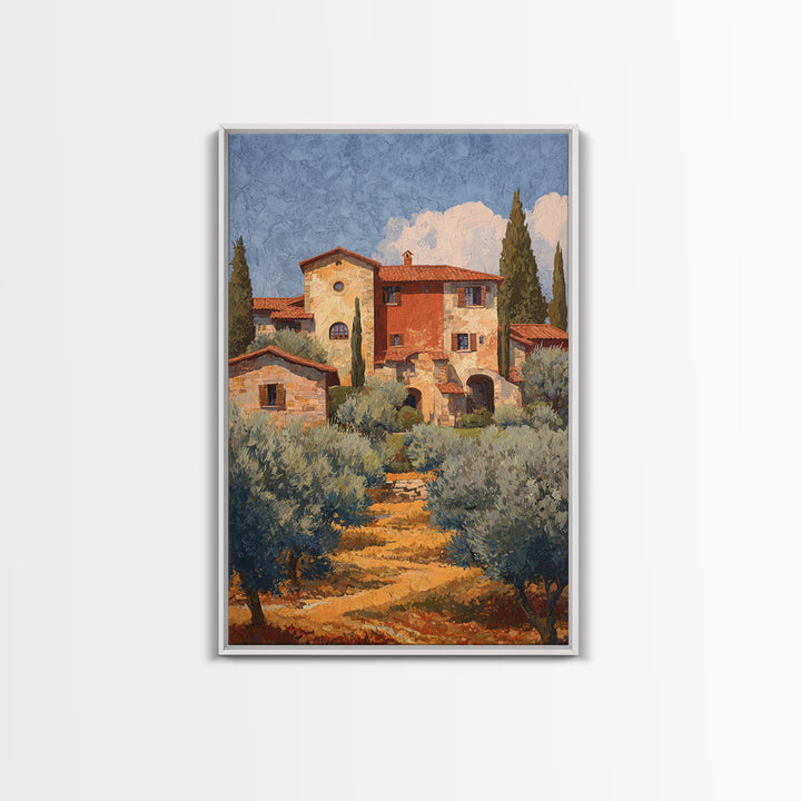 Sunlit Provence Olive Grove Framed Canvas Print, French Country Art, Contemporary Art, Farmhouse Decor, Fine Art, Country, FCA-2x3-85