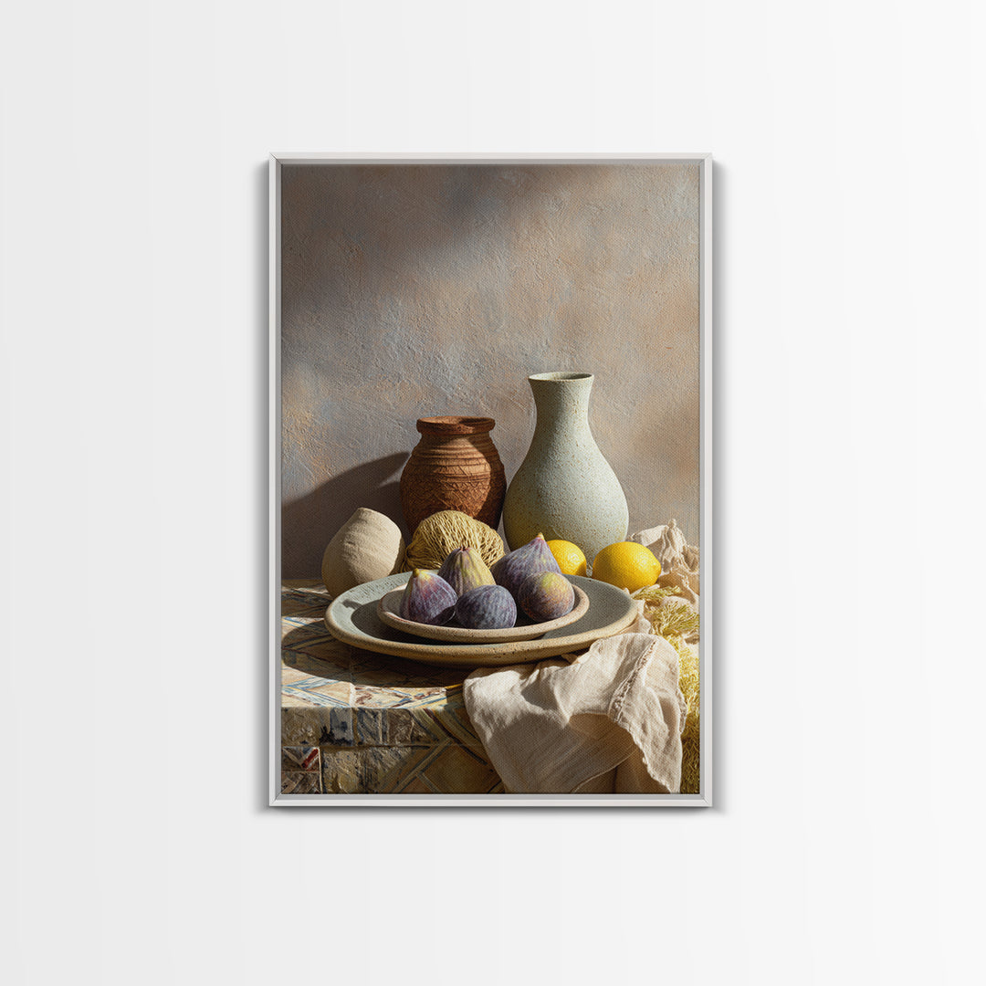 Figs on Ceramic Plate Canvas Print, French Country Art, Fine Art Print, Farmhouse Decor, Abstract Art, Country, Digital Prints, FCA-2x3-96