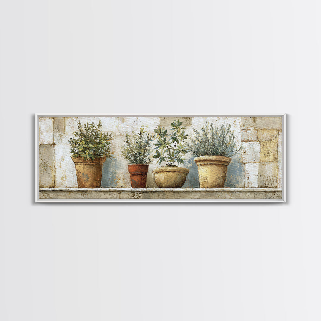 Terra Cotta Pots Canvas Print, French Country Art, Farmhouse Wall Art, Farmhouse Decor, Fine Art, Country, Boho Decor, FCA-3x1-3