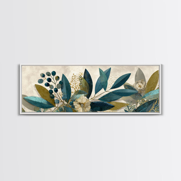 Olive Branch Wreath on Cream Ground Canvas Print, French Country Art, Minimalist Decor, Farmhouse Decor, Oil Painting, Country, FCA-3x1-38