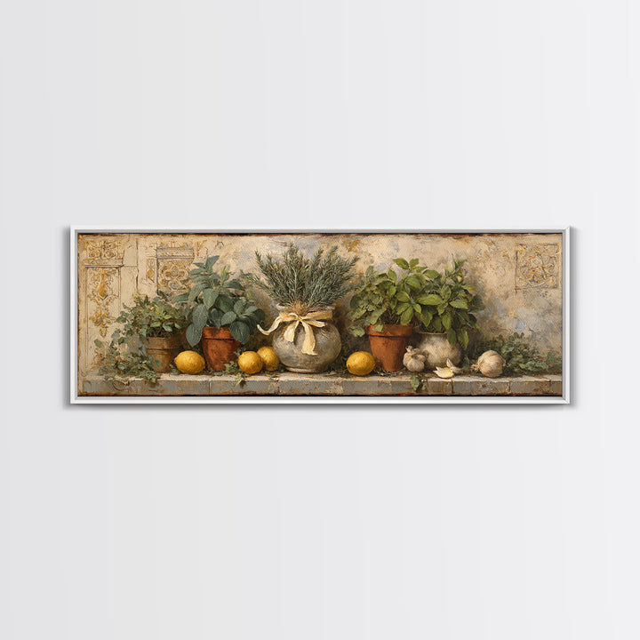 Farmhouse Kitchen Herbs Tied Framed Canvas Print, French Country Art, Digital Wall Art, Farmhouse Decor, Fine Art, Country, FCA-3x1-53
